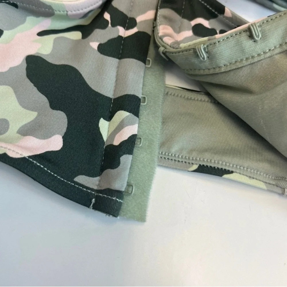 Frankies Bikinis NWT Camo Cross Front Bikini Top L